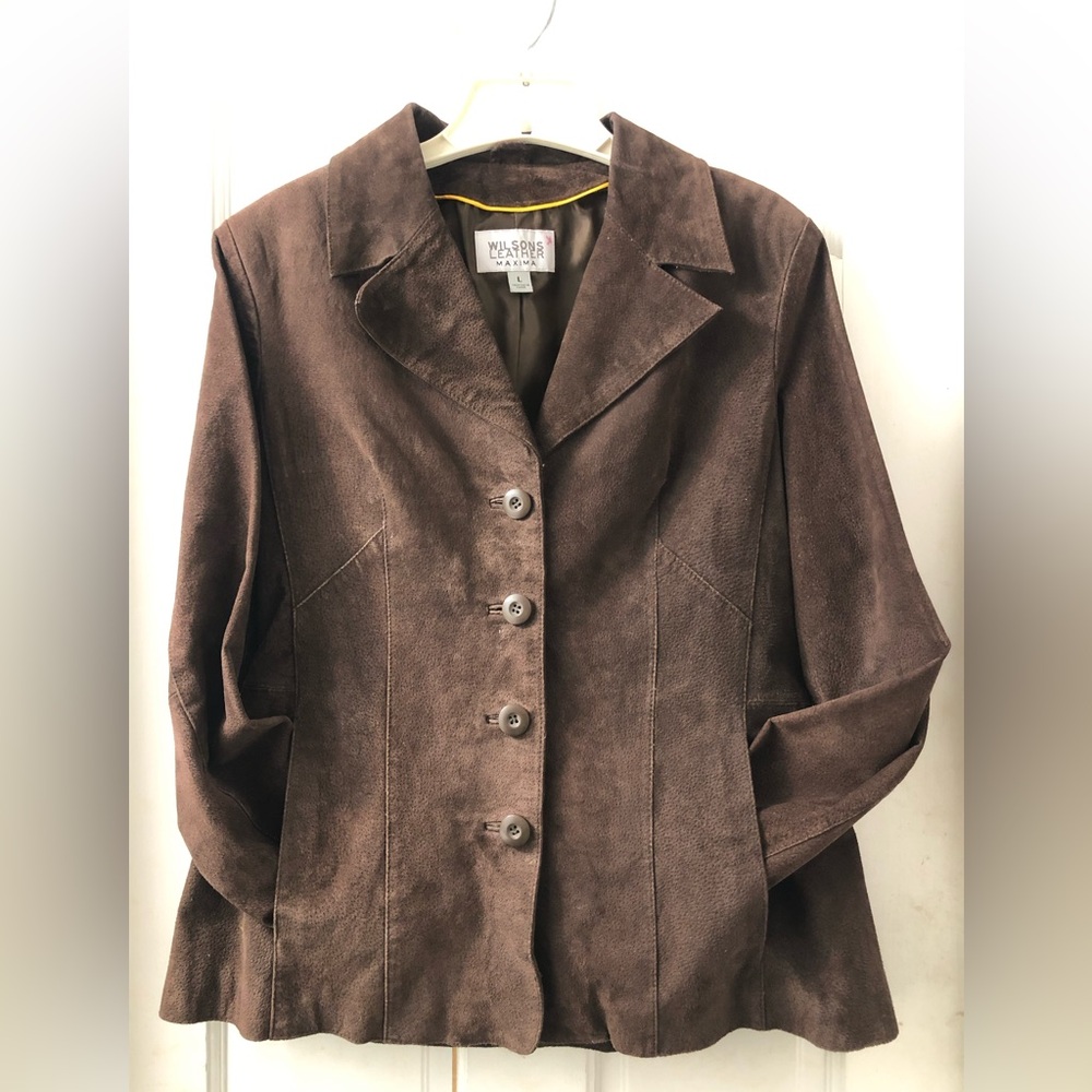 Wilsons Leather Brown Button-Up Blazer